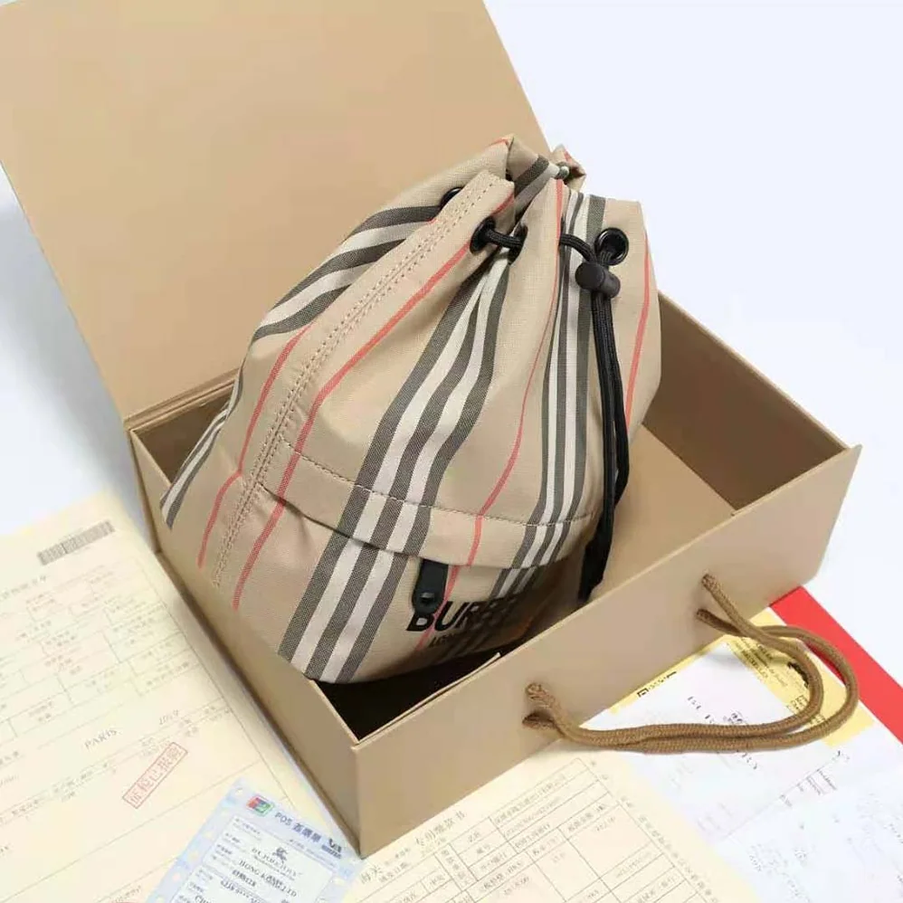 Burberry Icon Stripe ECONYL Drawcord Pouch for Women Burberry Icon Stripe ECONYL Drawcord Pouch for Women