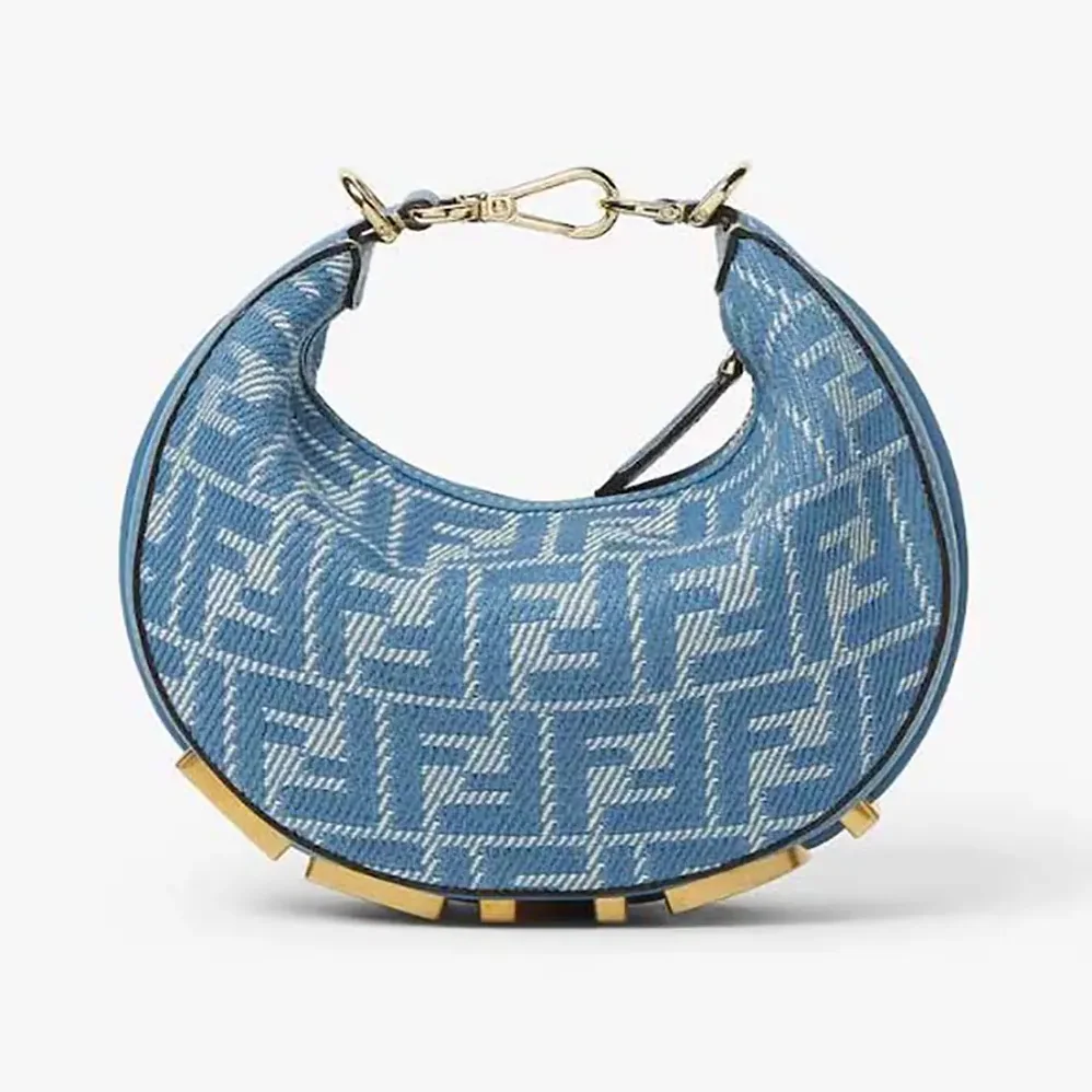 Fendi Fendigraphy Mini Blue Denim-effect FF Jacquard Mini for Women in bag Fendi Fendigraphy Mini Blue Denim-effect FF Jacquard Mini for Women in bag
