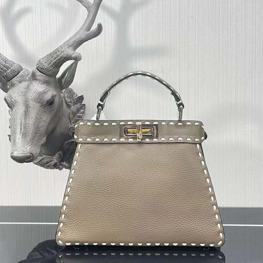 Fendi Peekaboo Iseeu Small Gray Full Grain Leather Bag for Women
