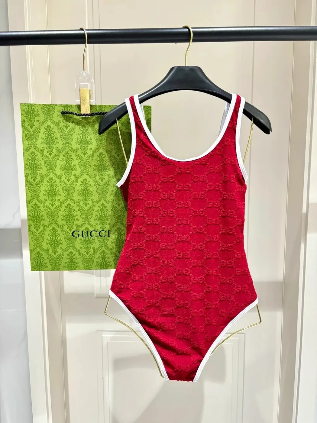 Gucci GG Jacquard One in Piece Swimsuit Red