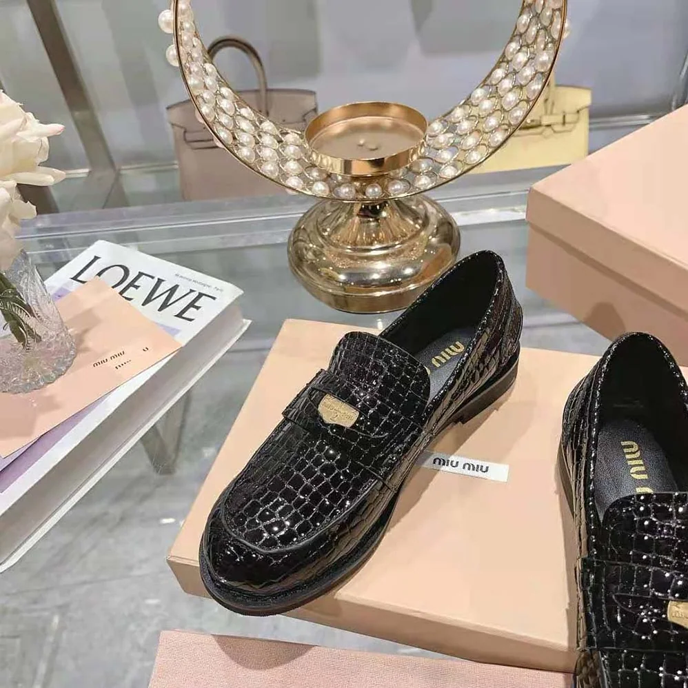 Miu Miu Croco for Women in print Leather Penny Loafers Miu Miu Croco for Women in print Leather Penny Loafers
