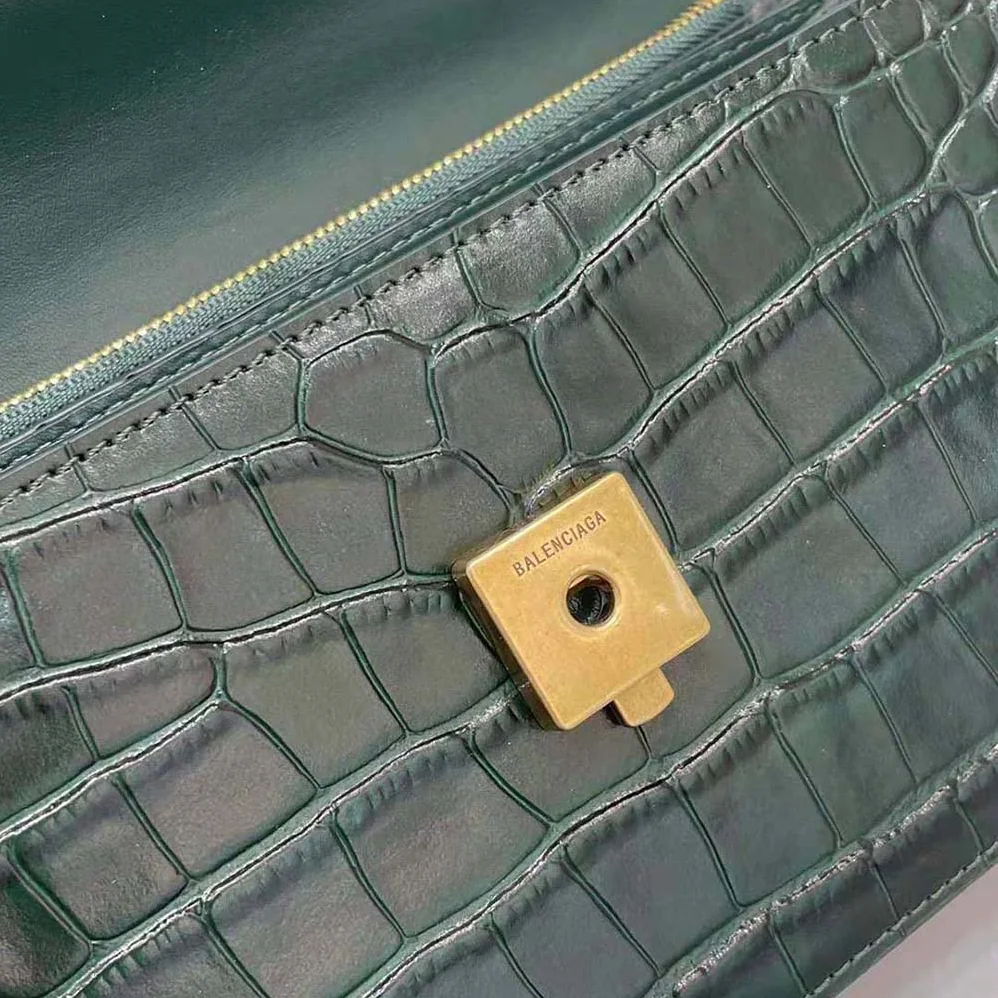 Balenciaga Gossip Small Bag in Extra Supple Crocodile Embossed Calfskin in Forest Green for Women