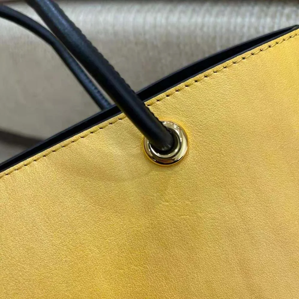 Fendi Fendi Pack Medium Shopping Bag Yellow Leather Bag for Men
