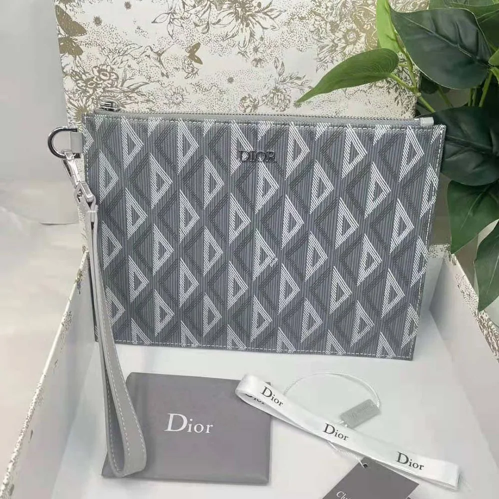 Dior A5 Pouch Dior Gray CD Diamond Canvas for Men