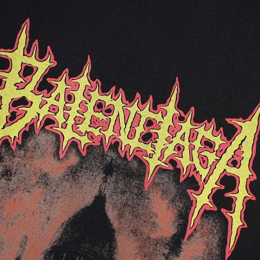 Balenciaga Sacré Coeur Oversized T-Shirt in Black Dry Jersey for Women Balenciaga Sacré Coeur Oversized T-Shirt in Black Dry Jersey for Women