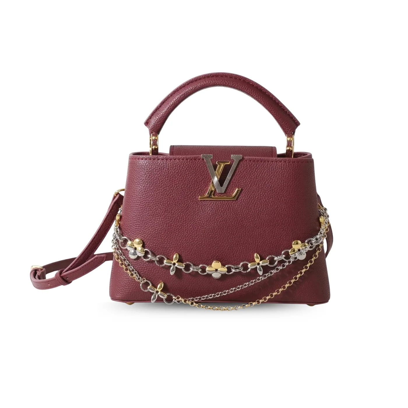 Louis Vuitton Capucines BB Top Handle Bag / Plum Purple Silver/ Gold Hardware Louis Vuitton Capucines BB Top Handle Bag / Plum Purple Silver/ Gold Hardware