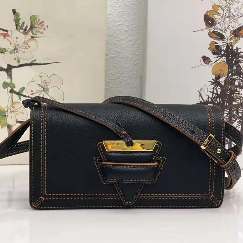 Loewe Mini Barcelona Soft Bag in Soft Grained Calfskin for Women in Black Loewe Mini Barcelona Soft Bag in Soft Grained Calfskin for Women in Black