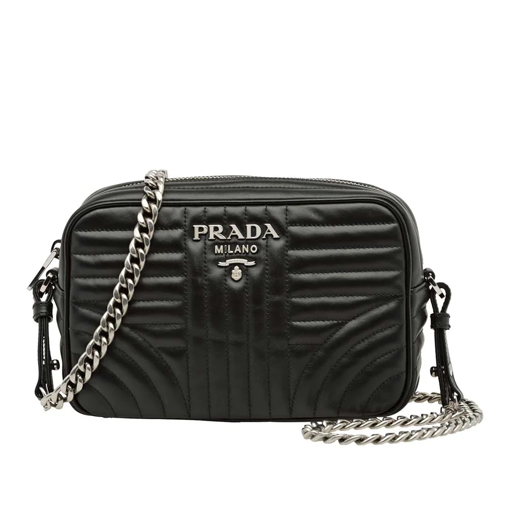 Prada Diagramme Leather Cross-Body Bag for Women in Black