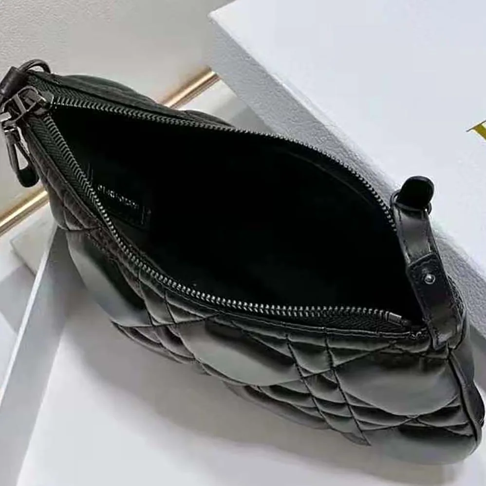 Dior Mini Dior Caro Tulip Bag Black Quilted Macrocannage Calfskin for Women