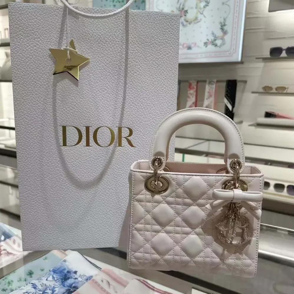 Dior Mini Lady Dior Bag with Chain Ballet Pink Cannage Lambskin for Women Dior Mini Lady Dior Bag with Chain Ballet Pink Cannage Lambskin for Women