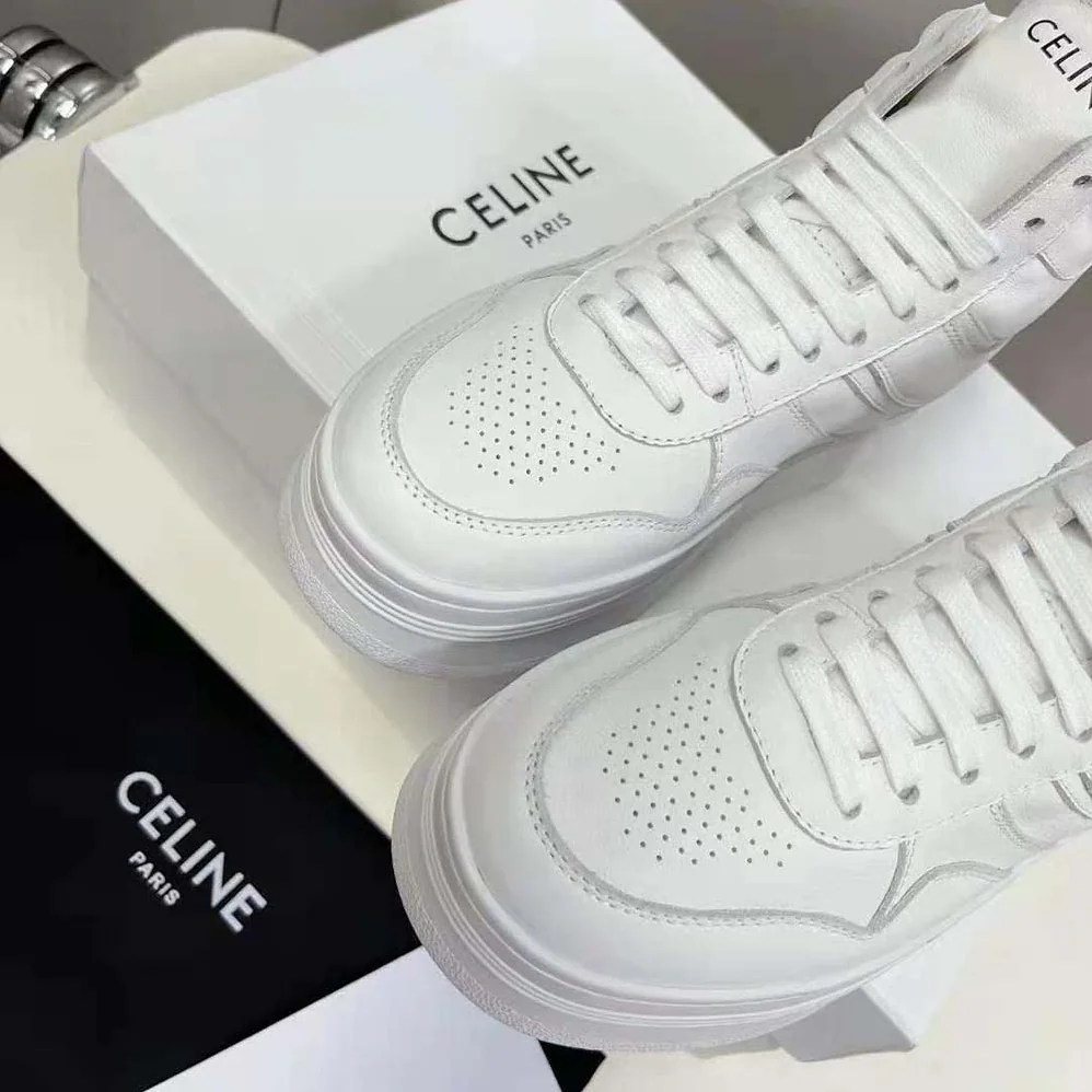 Celine Mid Block Sneakers with Wedge in Calfskin for Women