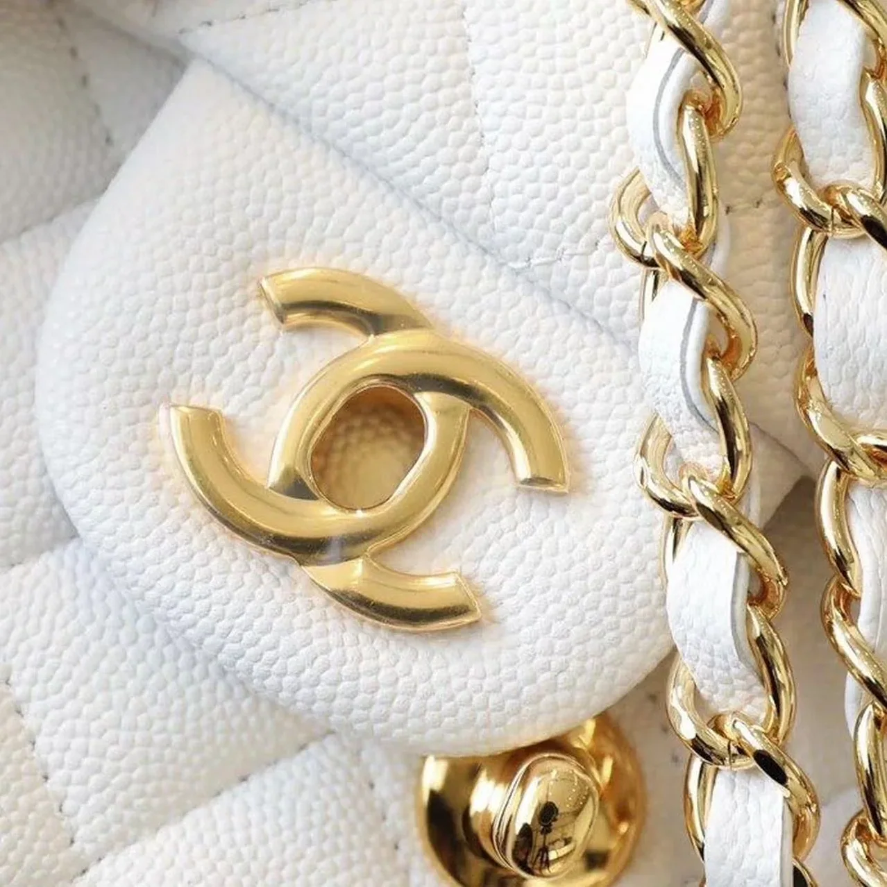 Chanel Classic Flap Bag Mini Crossbody in White Gold Hardware