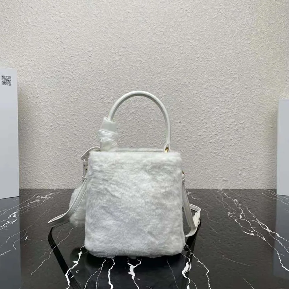 Prada Panier Shearling Mini-Bag for Women in White Prada Panier Shearling Mini-Bag for Women in White