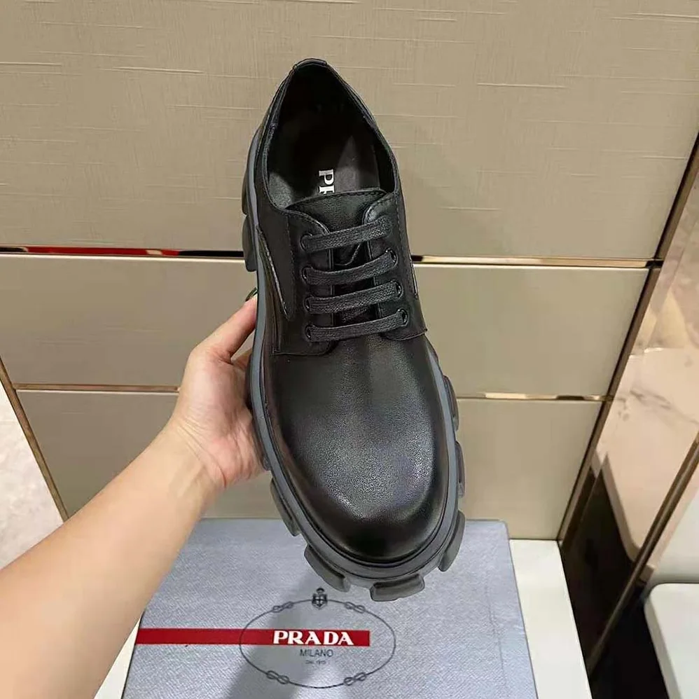 Prada Monolith Brushed Rois Leather and Nylon Lace for Men in up Shoes Prada Monolith Brushed Rois Leather and Nylon Lace for Men in up Shoes