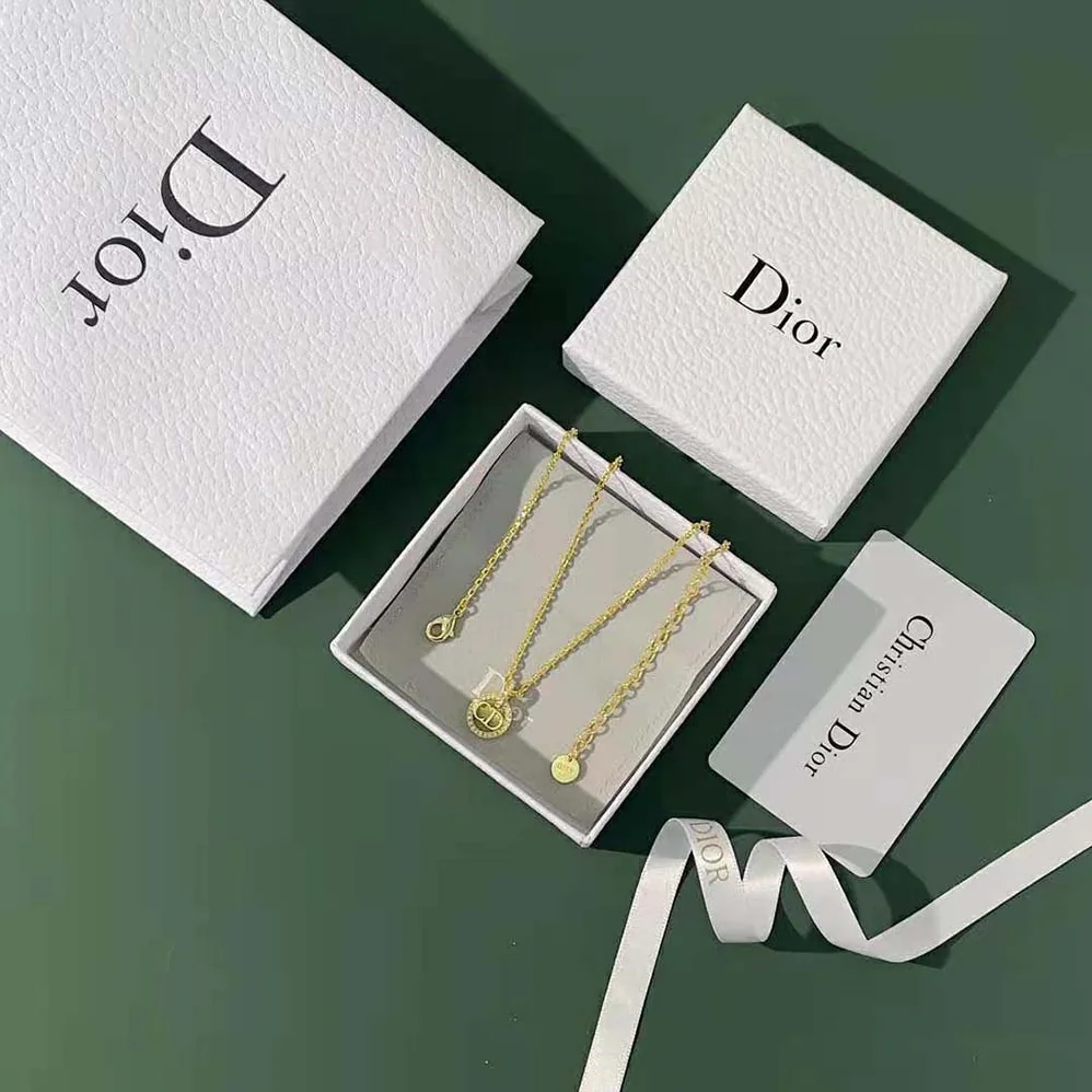Dior Clair D Lune Necklace Gold-Finish Metal and Silver for Women in Tone Crystals