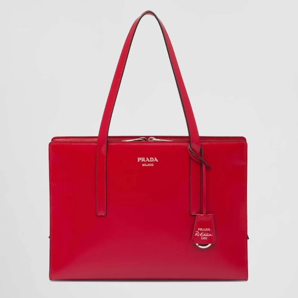 Prada Re-Edition 1995 Brushed-Leather Medium Handbag for Women in Red Prada Re-Edition 1995 Brushed-Leather Medium Handbag for Women in Red