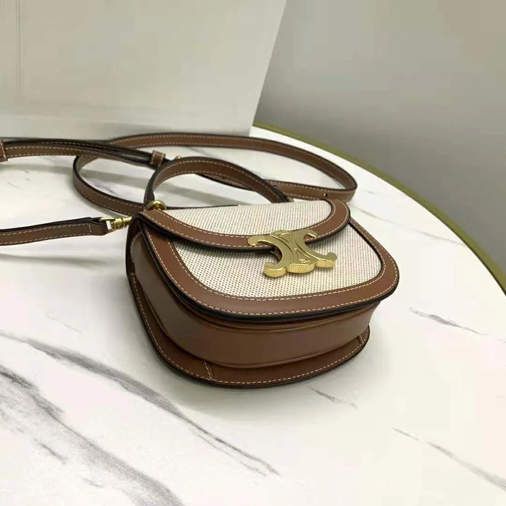 Celine Mini Besace Triomphe in Shiny Calfskin for Women in Beige Celine Mini Besace Triomphe in Shiny Calfskin for Women in Beige