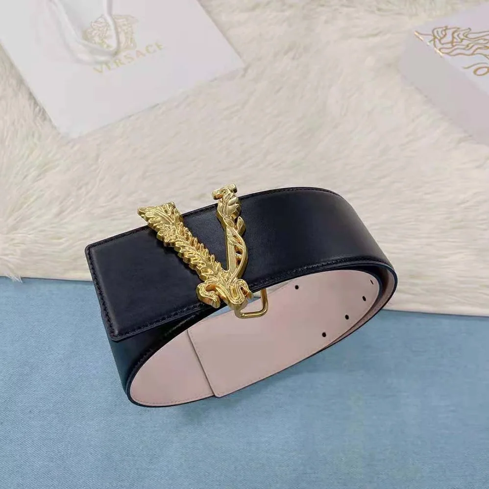 Versace Virtus Waist belt in Calf Leather for Women in Black