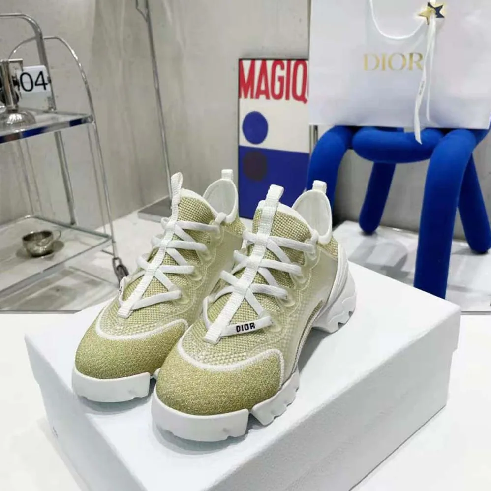 Dior D-Connect Sneaker Gold for Women in Tone Laminated Mesh