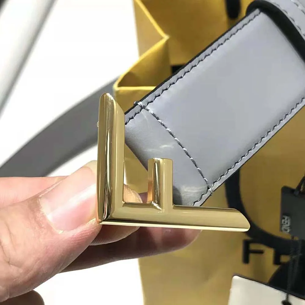 Fendi Gray Leather Belt for Women