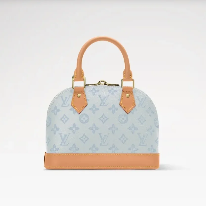 Louis Vuitton Alma BB Top Handle Bag / Monogram Origine Bleu Courrier Gold Hardware