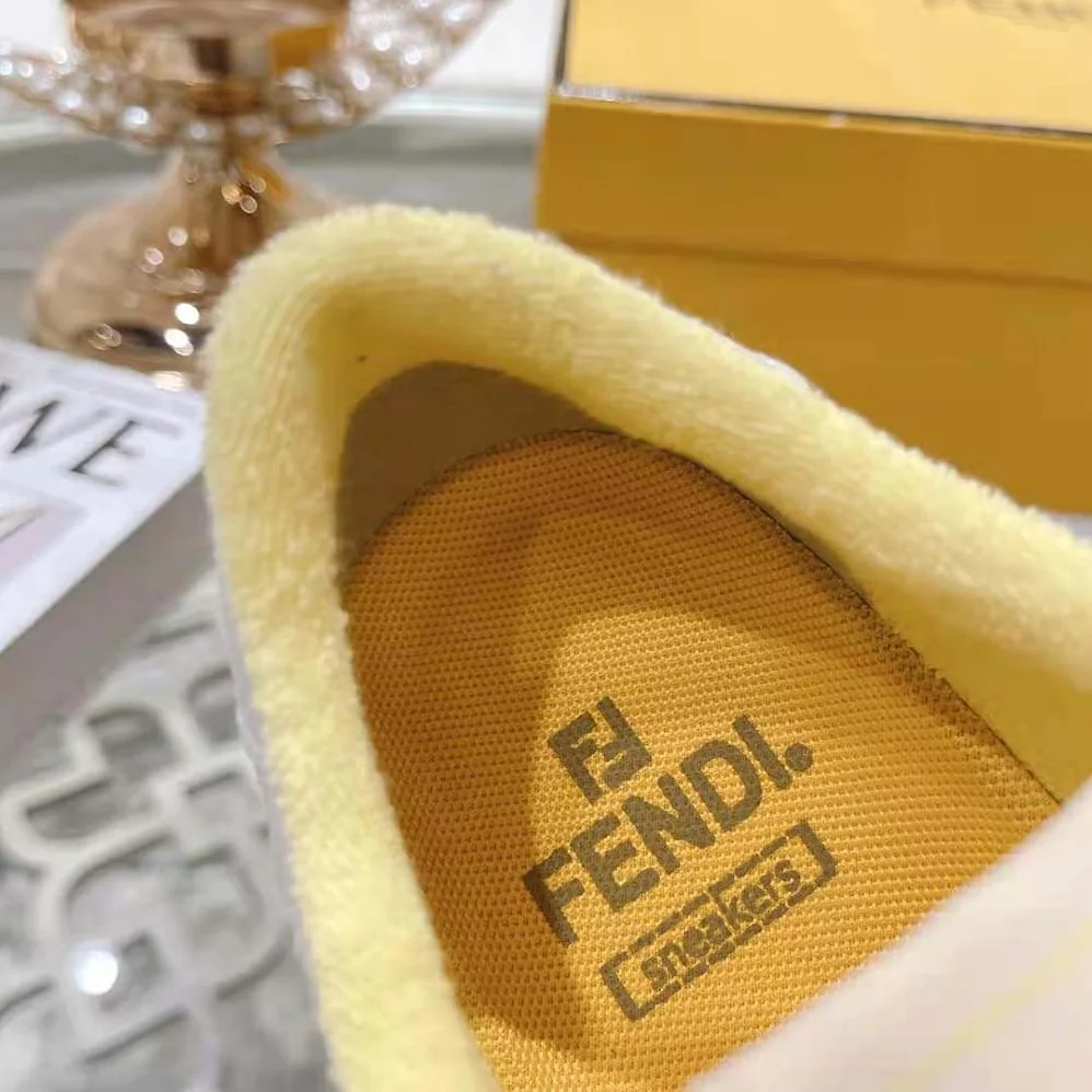 Fendi Match Yellow Suede Low for Men in Tops