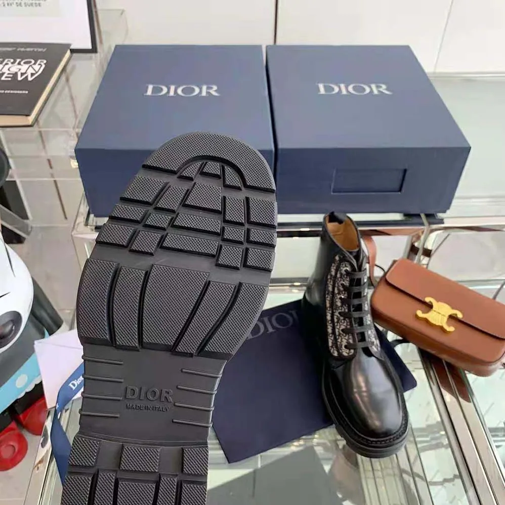 Dior Explorer II Laced Ankle Boot Black Polished Calfskin for Men