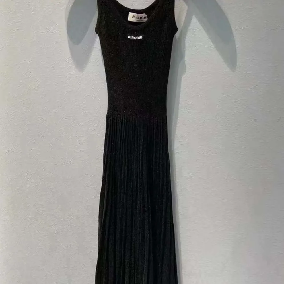 Miu Miu Viscose Dress With Intarsia Logo for Women in Black