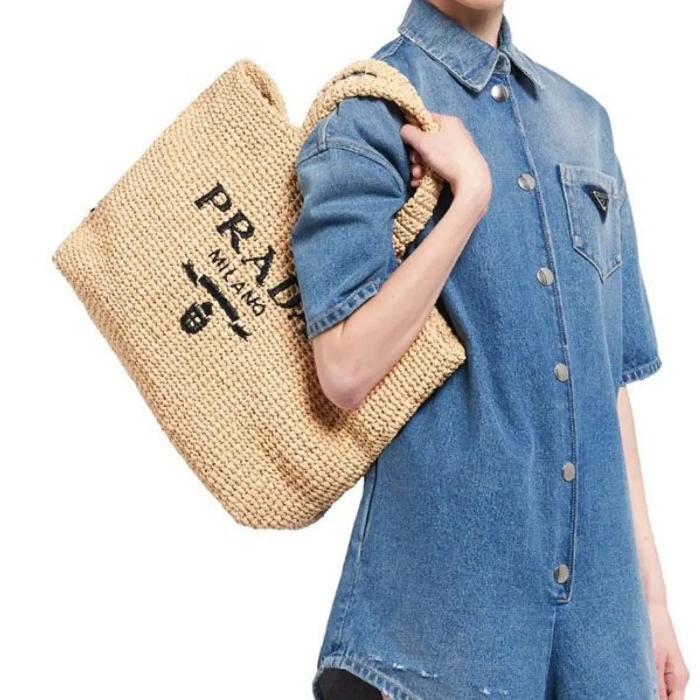 Prada Crochet Tote Bag / Beige 1BG392_2A2T_F0018_V_OOL