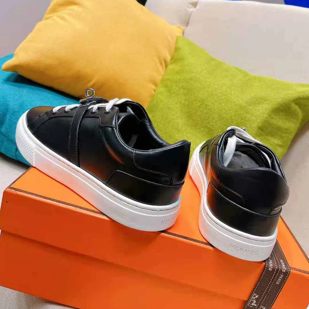 Hermes Day Sneaker in Calfskin with Functional Shiny Black for Women
