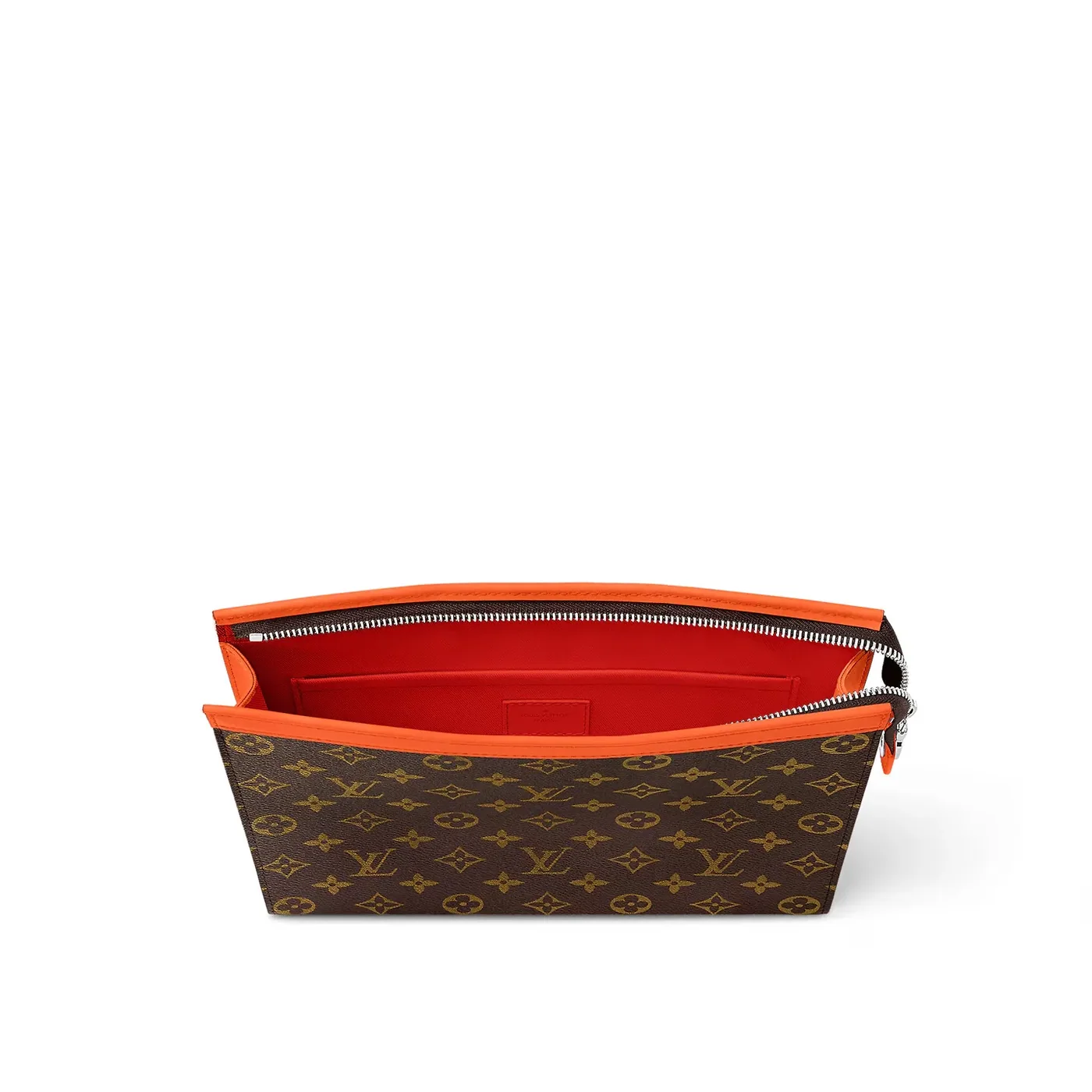 Louis Vuitton Pochette Voyage MM Pouch in Orange Silver Hardware
