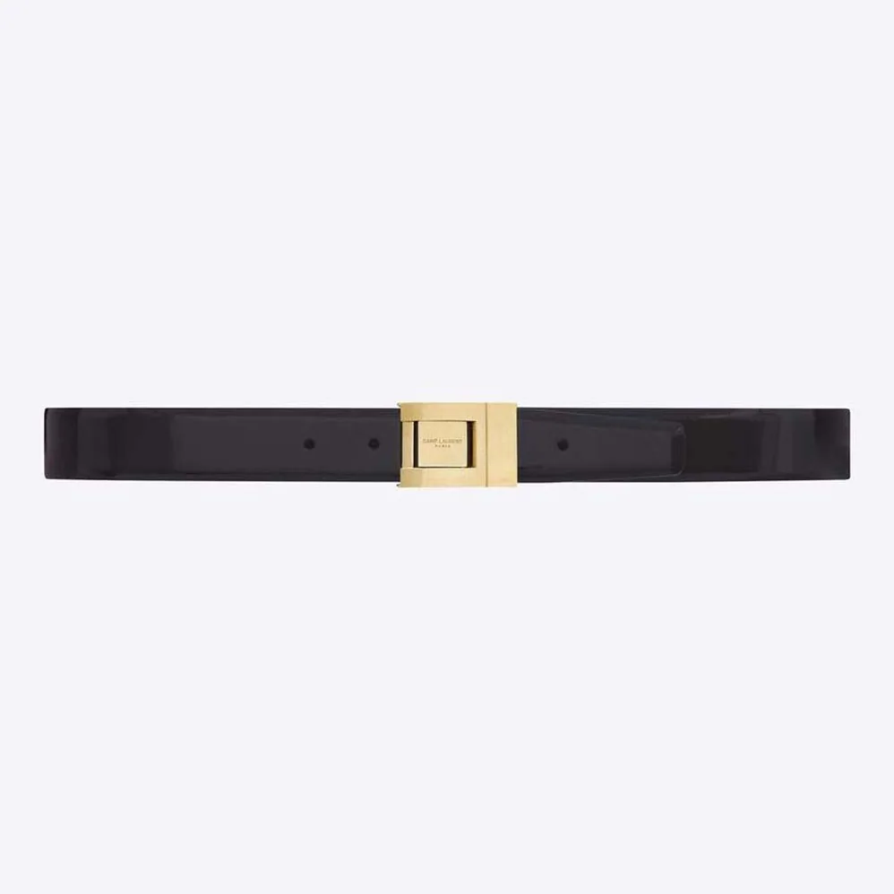 Saint Laurent YSL La 76 Buckle Belt in Brushed Leather for Women