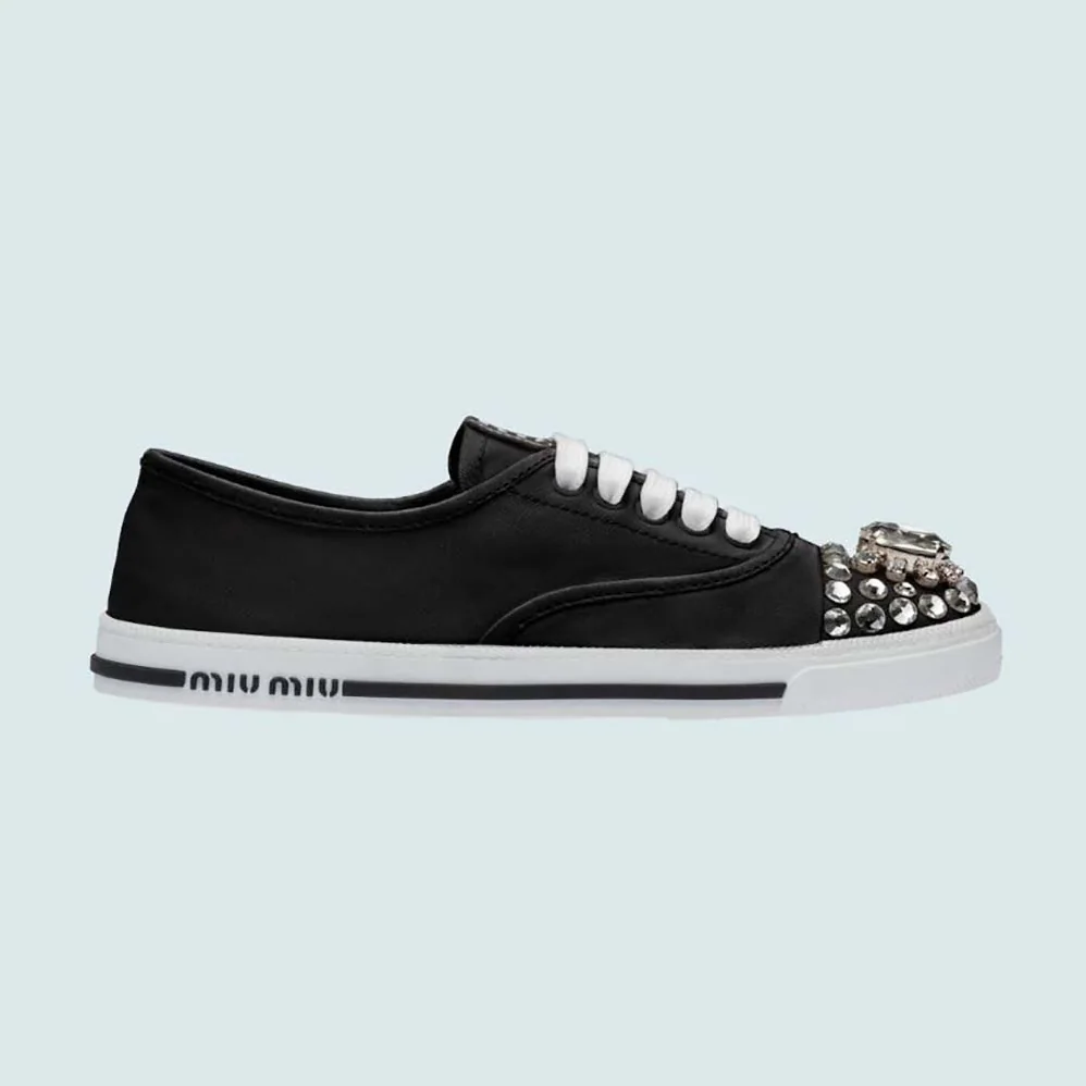 Miu Miu Cotton Gabardine Sneakers for Women in Black Miu Miu Cotton Gabardine Sneakers for Women in Black