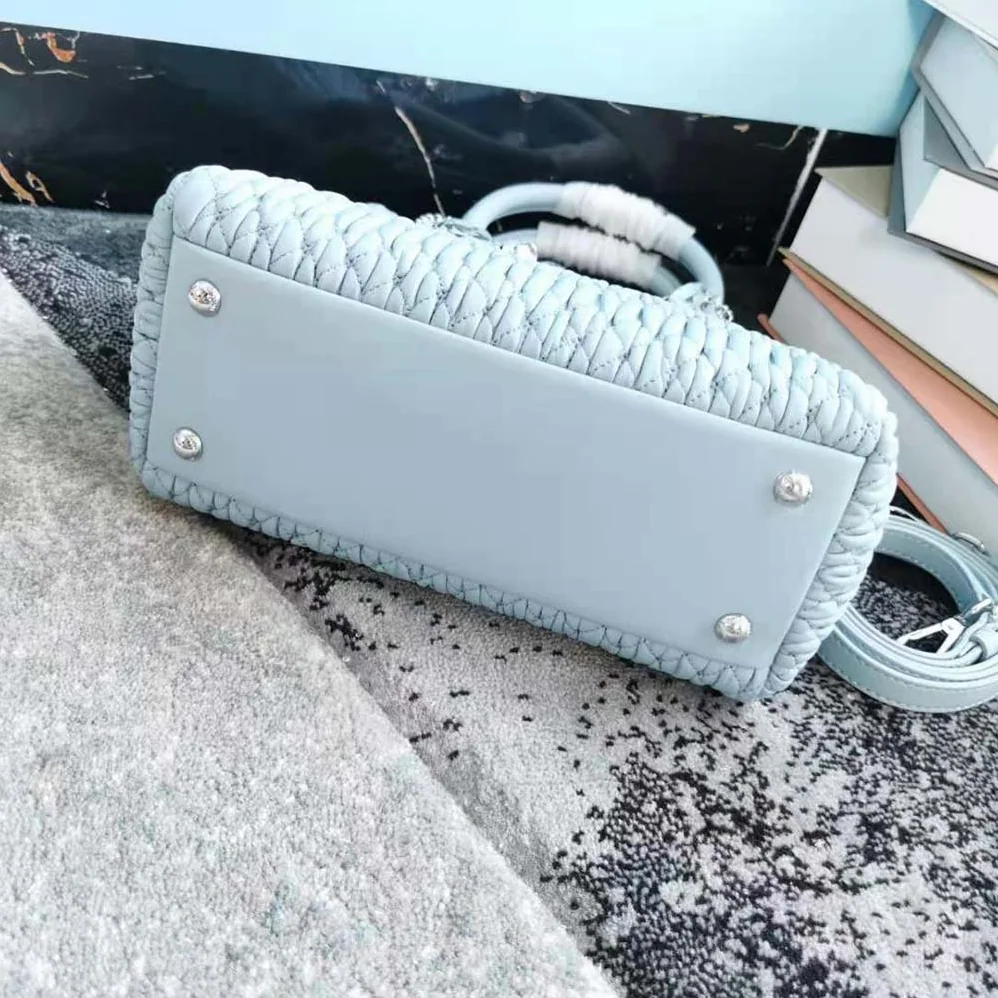 Miu Miu Miu Crystal Cloqué Nappa Leather Handbag for Women in Blue Miu Miu Miu Crystal Cloqué Nappa Leather Handbag for Women in Blue