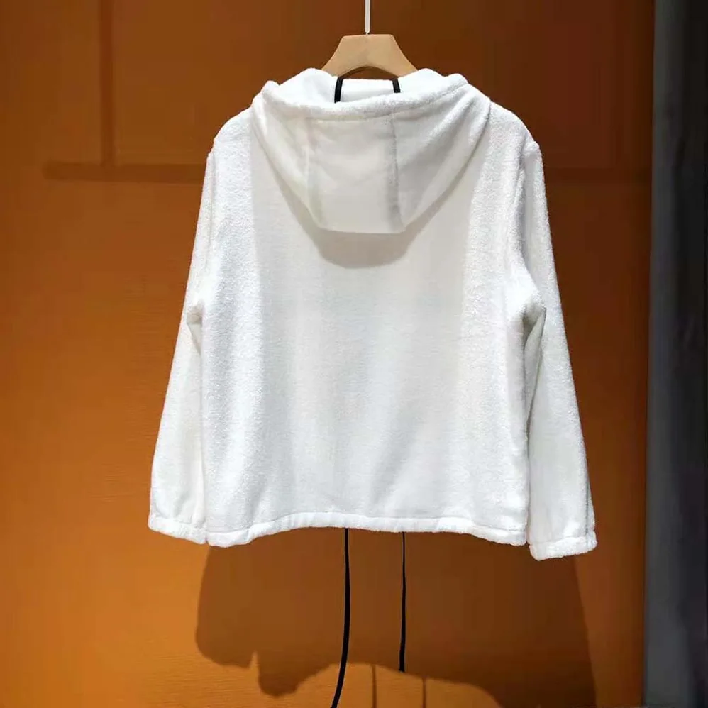 Prada Terry Cloth Hoodie for Women in White Prada Terry Cloth Hoodie for Women in White