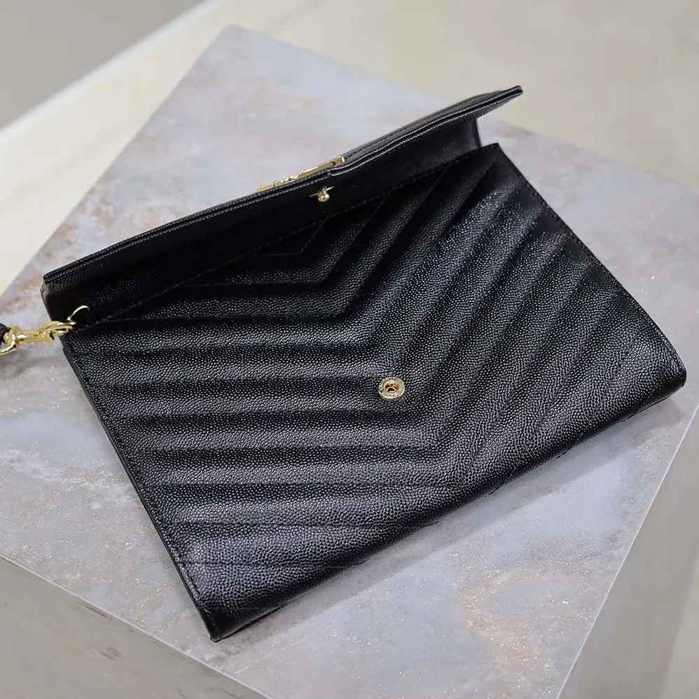 Saint Laurent YSL Cassandre Matelassé Flap Pouch In Grain De Poudre Leather Black for Women Saint Laurent YSL Cassandre Matelassé Flap Pouch In Grain De Poudre Leather Black for Women