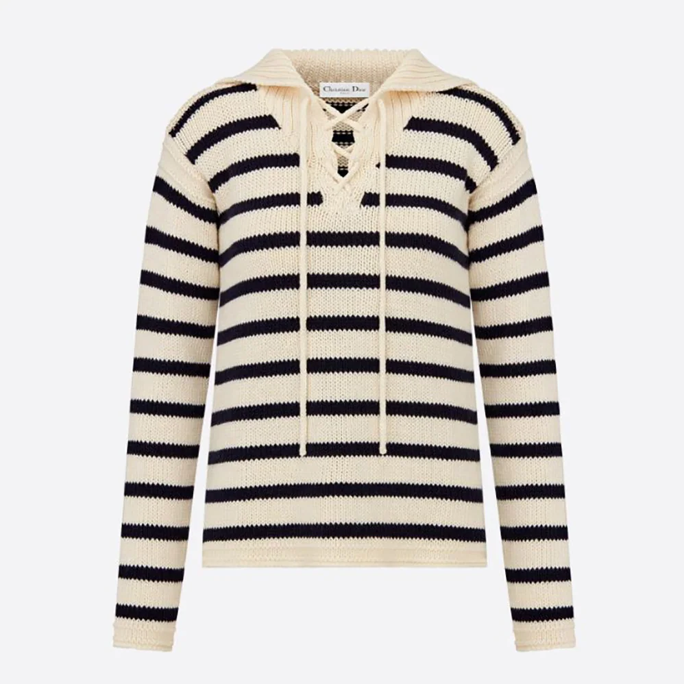 Dior Mariniere Sweater Navy Blue and Ecru Cotton Knit and Cashmere for Women Dior Mariniere Sweater Navy Blue and Ecru Cotton Knit and Cashmere for Women