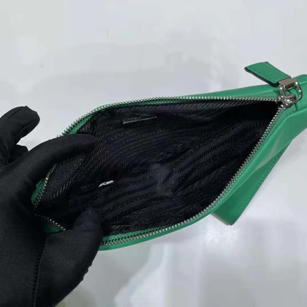 Prada Leather Triangle Leather Pouch for Women in Green Prada Leather Triangle Leather Pouch for Women in Green