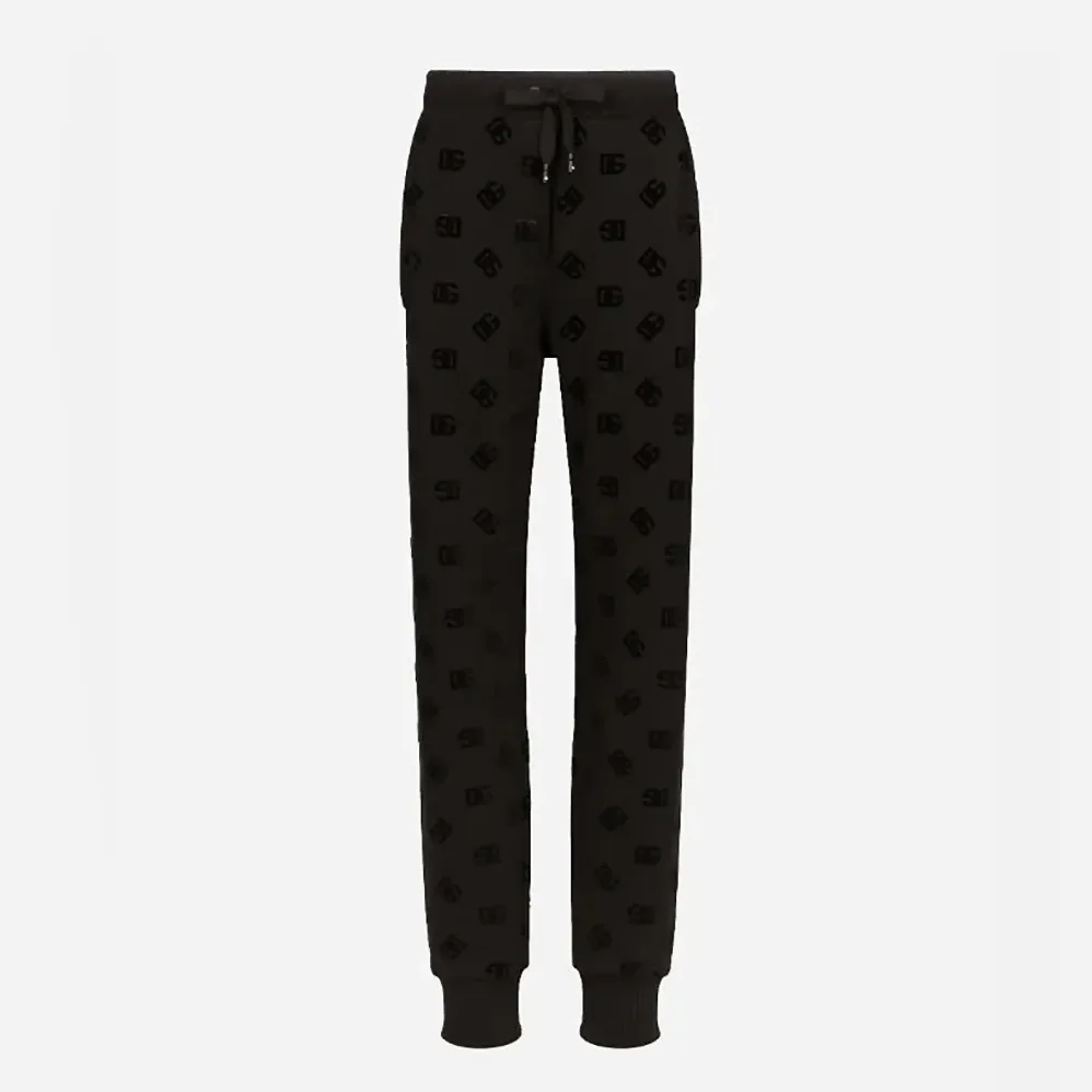 Dolce Gabbana D&G Jersey Jogging Pants with Flocked DG Logo Print for Men