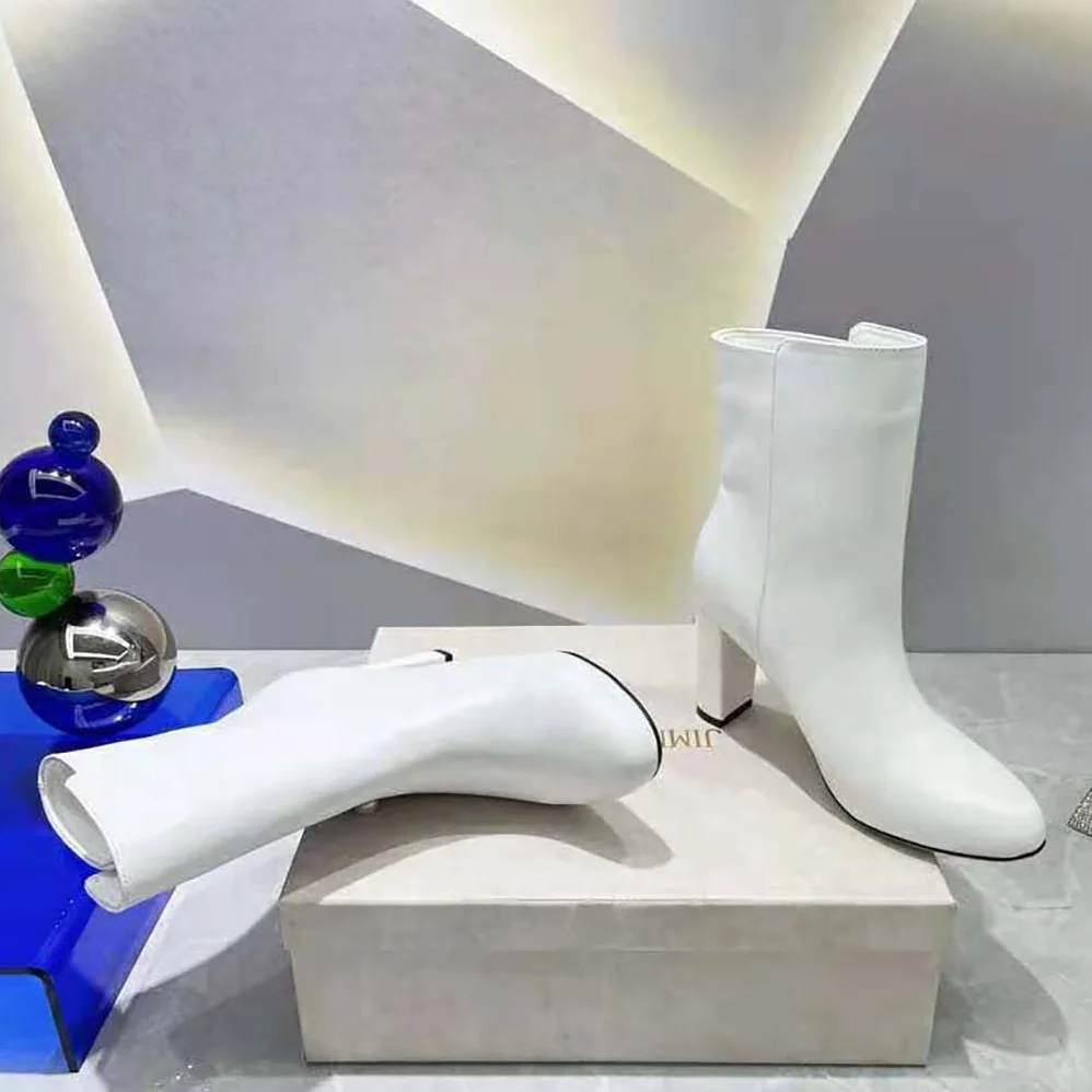 Jimmy Choo Rina 85 Latte Nappa Leather Mid for Women in Calf Boots with Pearls Jimmy Choo Rina 85 Latte Nappa Leather Mid for Women in Calf Boots with Pearls