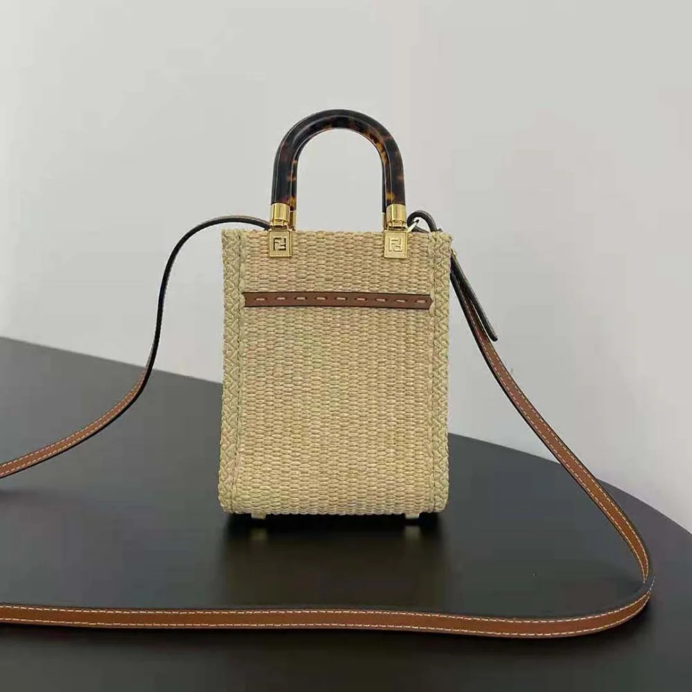 Fendi Mini Sunshine Shopper Natural Straw Mini for Women in Bag