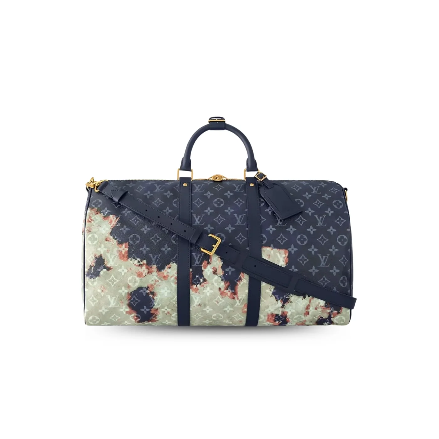 Louis Vuitton Keepall Bandouliere 50 Travel Bag in Ink Blue Gold Hardware