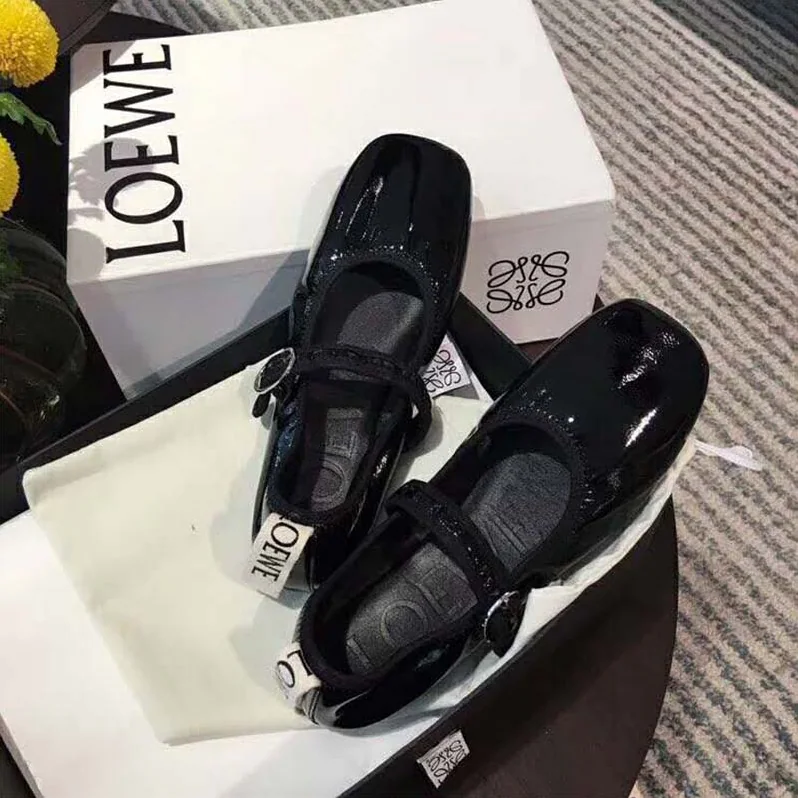 Loewe Babies Ballerina in Calfskin Leather with Loewe Jacquard Grosgrain Detail for Women in Black Loewe Babies Ballerina in Calfskin Leather with Loewe Jacquard Grosgrain Detail for Women in Black