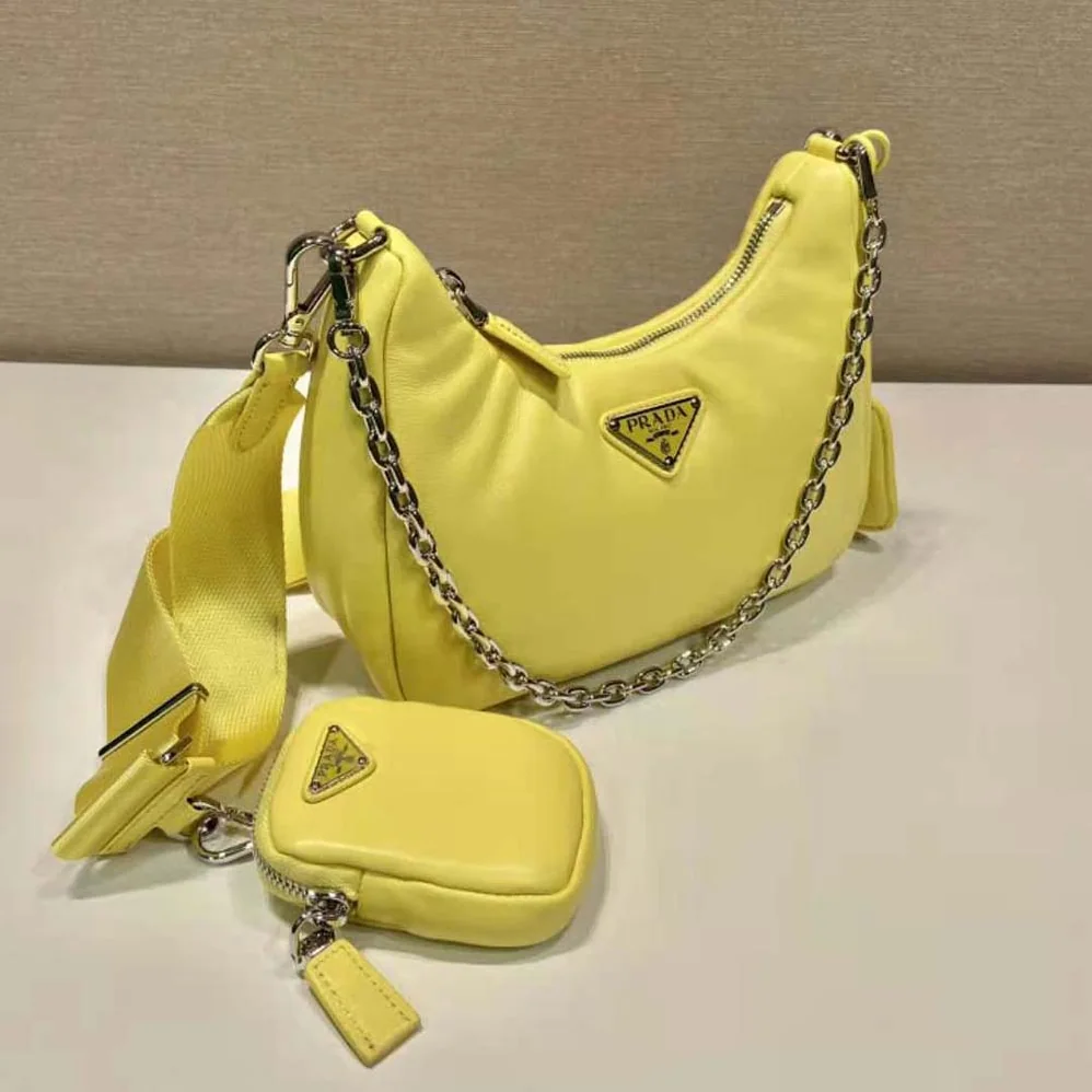 Prada Padded Nappa-Leather Prada Re-Edition 2005 Shoulder Bag for Women in Yellow