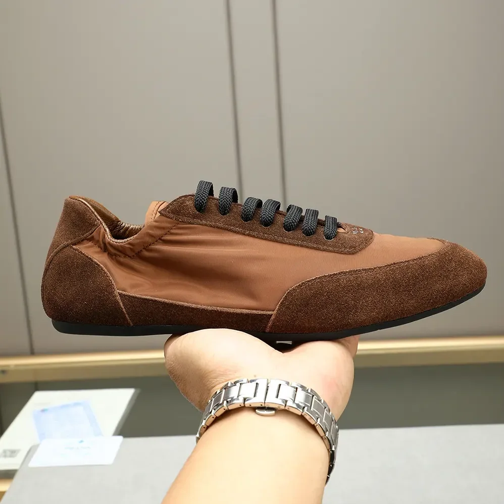 Prada Collapse Re-Nylon and Suede Elasticized Sneakers for Unisex in Brown
