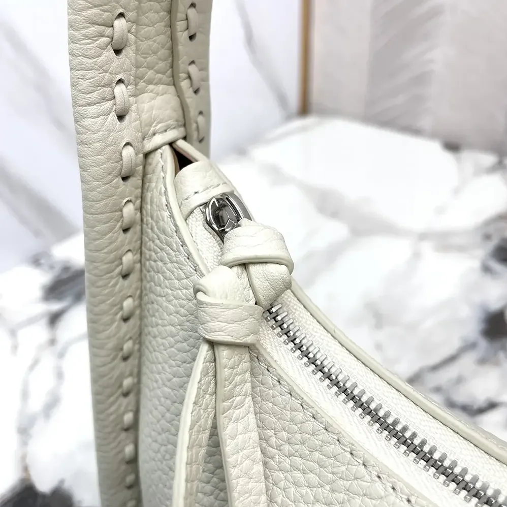 Fendi Mini Fendessence Small Ice White Selleria Bag with 264 Hand for Women in sewn Topstitches