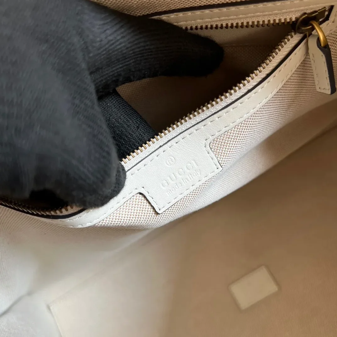 Large Bauletto Top Handle Bag With Double G White in Brown / Large Bauletto Top Handle Bag With Double G White in Brown /