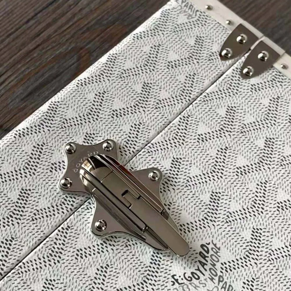 Goyard Cassette Trunk Bag in Goyardine Canvas & Clamecy Cowhide for Women in White Goyard Cassette Trunk Bag in Goyardine Canvas & Clamecy Cowhide for Women in White