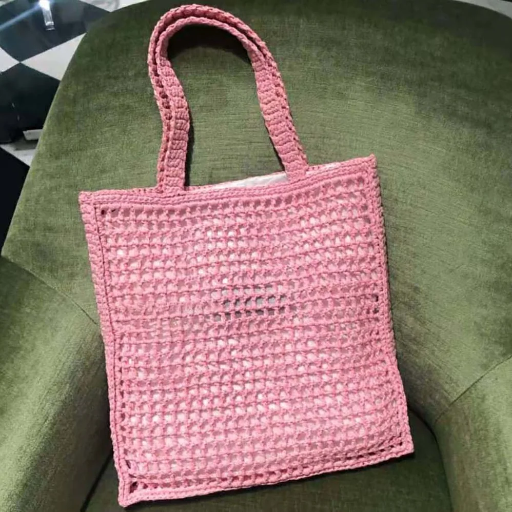 Prada Raffia Tote Bag for Women in Pink