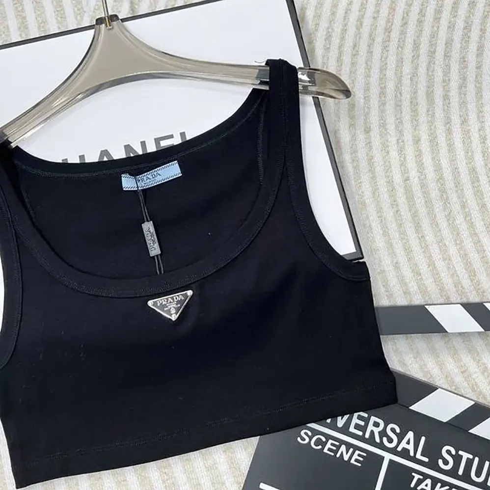 Prada Jersey Cropped Top for Women in Black Prada Jersey Cropped Top for Women in Black